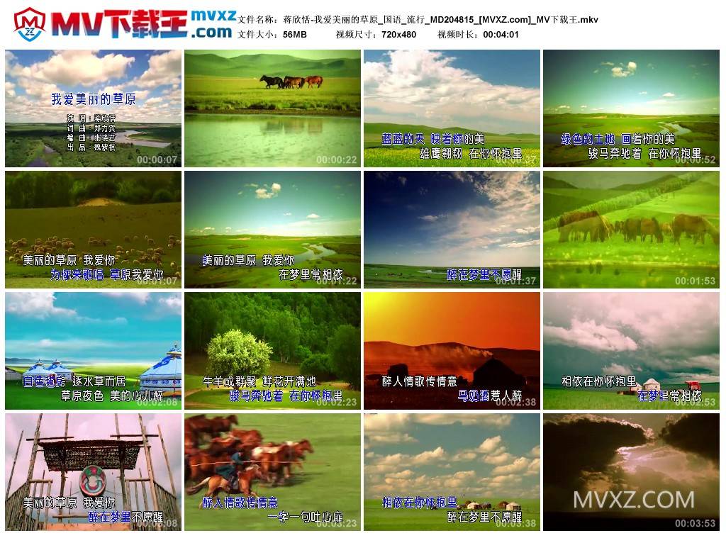 蒋欣恬-我爱美丽的草原_国语_流行_MD204815